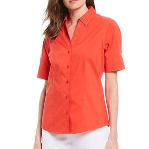 New Investments Gold Label Lauren No-Iron Stretch SS Button Front Shirt